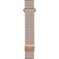 Beige / Grey watch strap with gold buckle and a Dustyrosa Logo on a white background